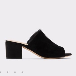 Aldo Black Suede Heeled Mule